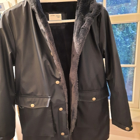 Zara Other - Zara Girls Faux Fur Lined Rain Coat